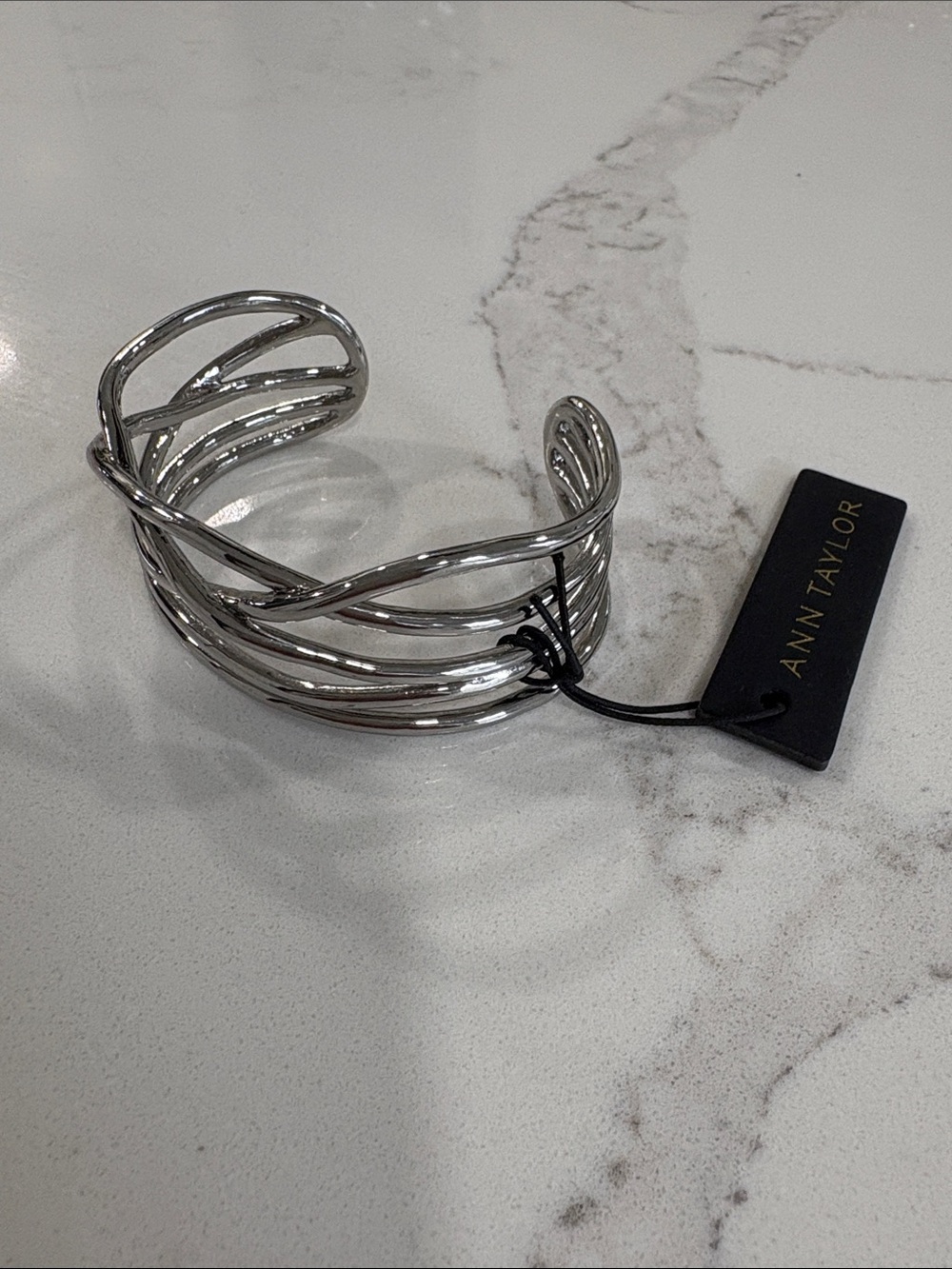 Ann Taylor Gold and Silver Mixed-Metal Cuff Bangle Bracelet Set - Picture 10 of 15